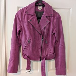 Haute Hippie Leather Moto Jacket Asymmetrical Design